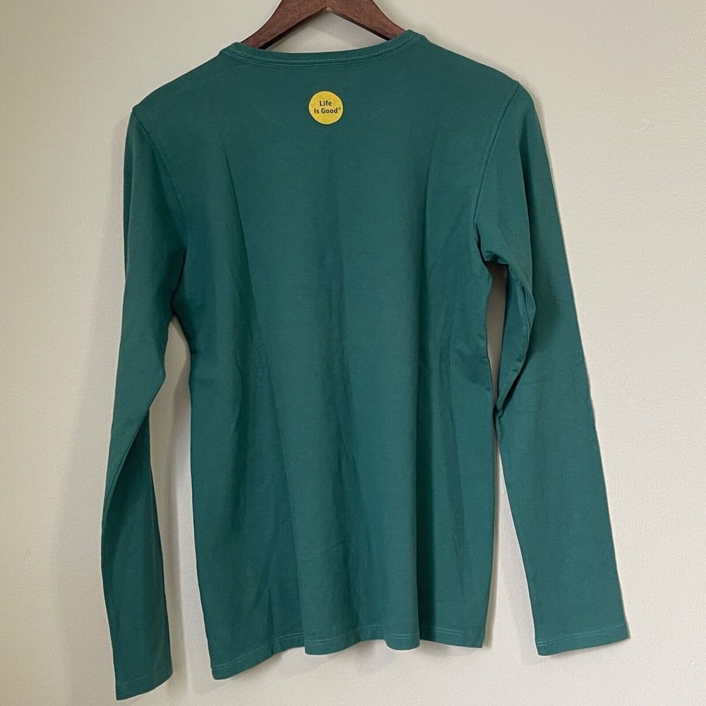 LIFE IS GOOD Womens Classic Fit Tee T-Shirt Medium Half Full Long‎ Sleeve Green - Picture 3 of 10